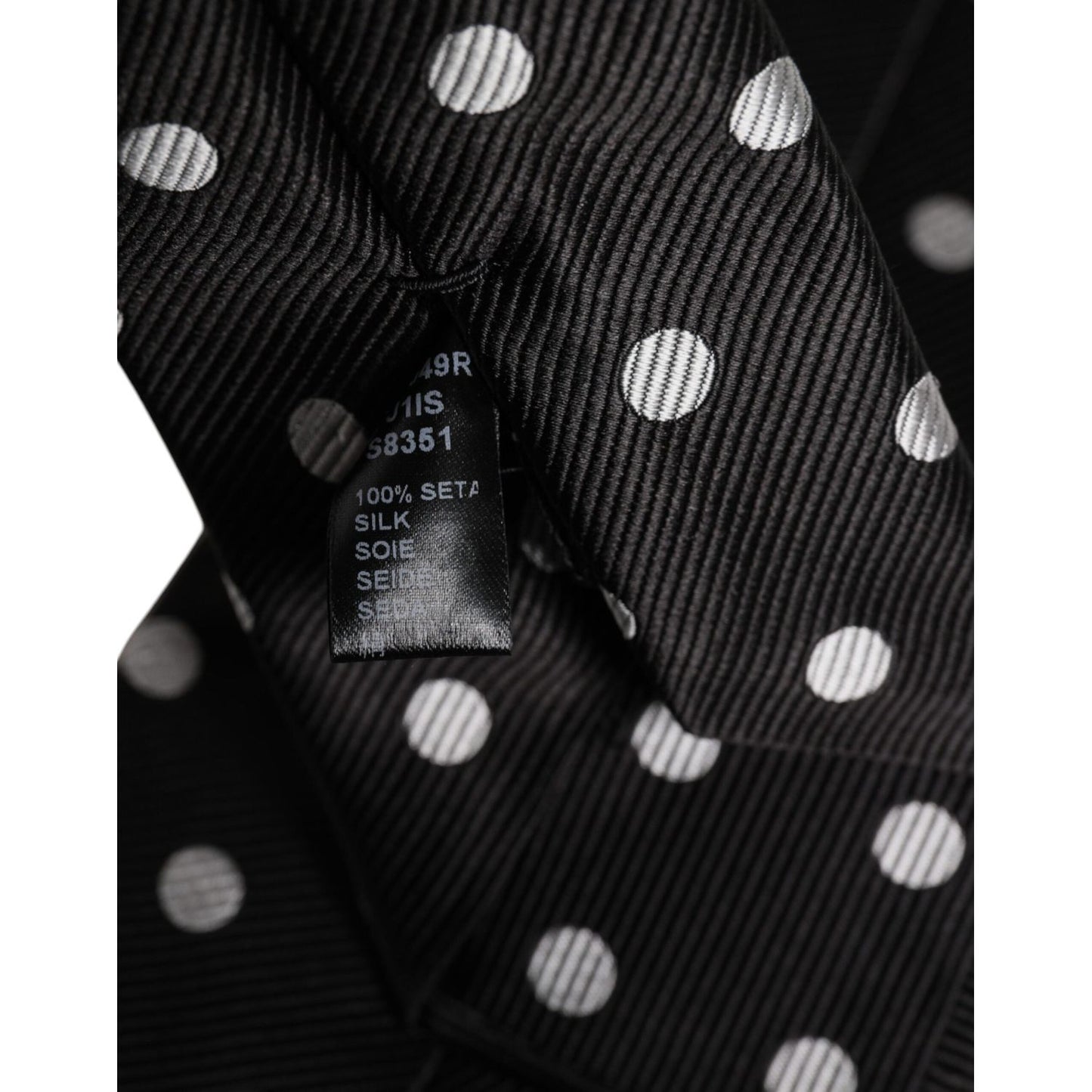 Dolce & Gabbana Black Polka Dots Silk Adjustable Necktie Tie