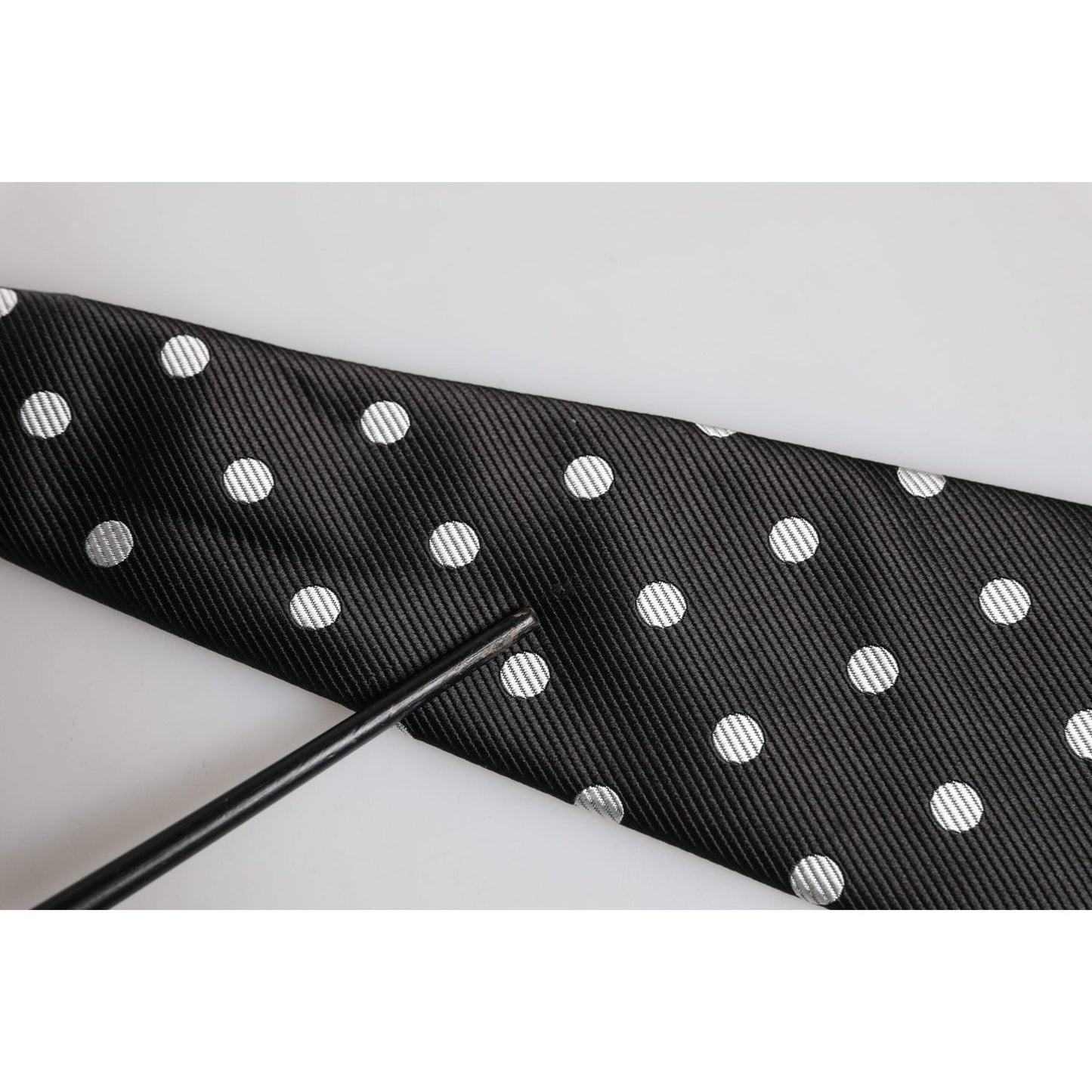 Dolce & Gabbana Black Polka Dots Silk Adjustable Necktie Tie