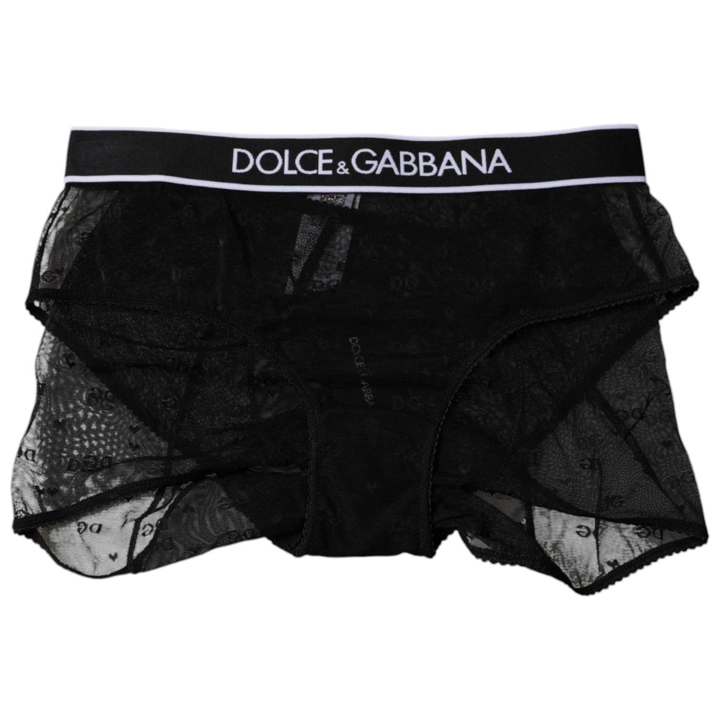 Dolce & Gabbana Black Tulle Nylon Mid Waist Panty Underwear BIK1958-2