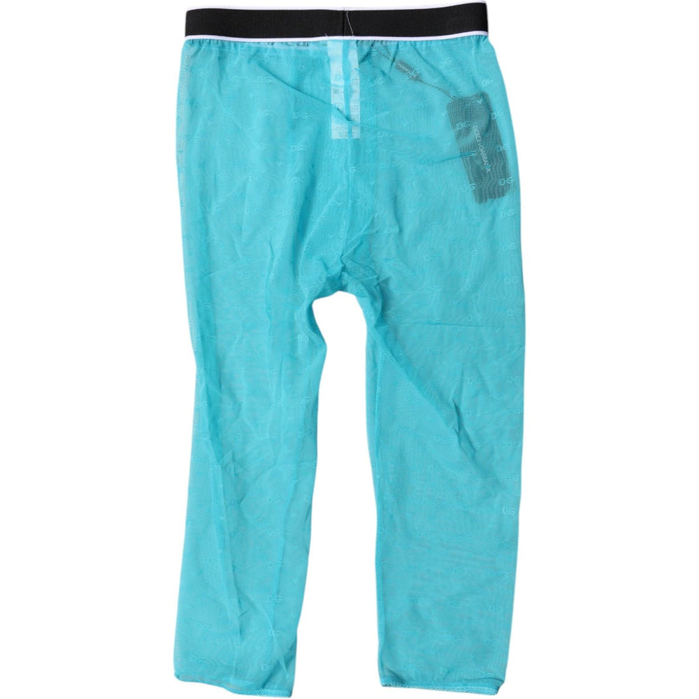 Dolce & Gabbana Light Blue DG Logo Nylon Cropped Tights Underwear BIK1981-2