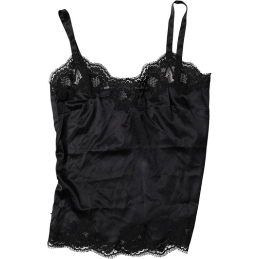 Dolce & Gabbana Black Lace Silk Blend Camisole Top Underwear BIK1986-2