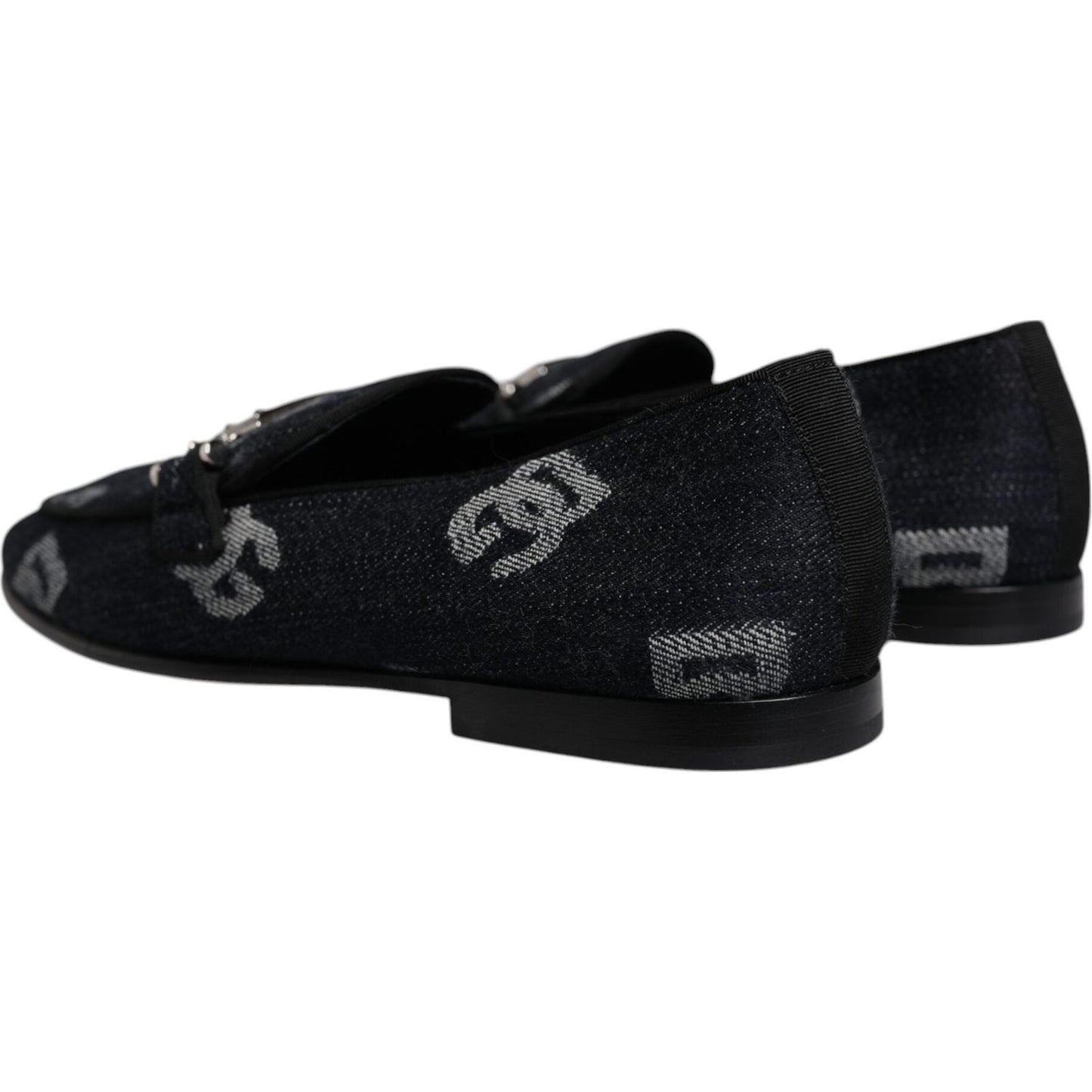 Dolce & Gabbana Black Logo Cotton Loafers Formal Dress Shoes MV7168-41