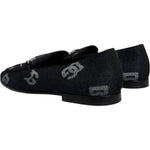 Dolce & Gabbana Black Logo Cotton Loafers Formal Dress Shoes MV7168-41