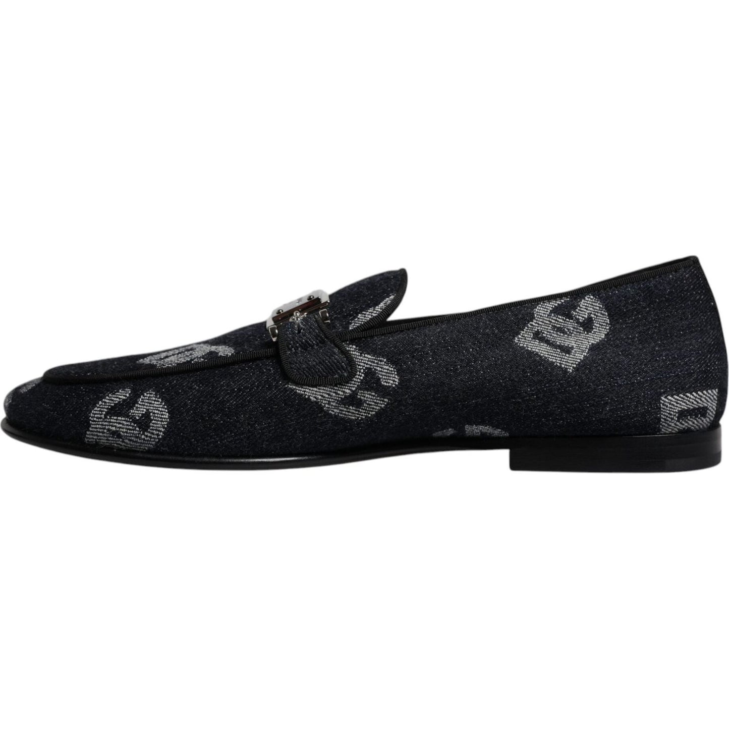 Dolce & Gabbana Black Logo Cotton Loafers Formal Dress Shoes MV7168-41