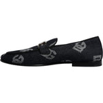 Dolce & Gabbana Black Logo Cotton Loafers Formal Dress Shoes MV7168-41