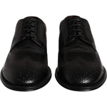 Dolce & Gabbana Black Embroidered Classic Leather Derby Dress Shoes MV7175-41
