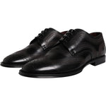 Dolce & Gabbana Black Embroidered Classic Leather Derby Dress Shoes MV7175-41