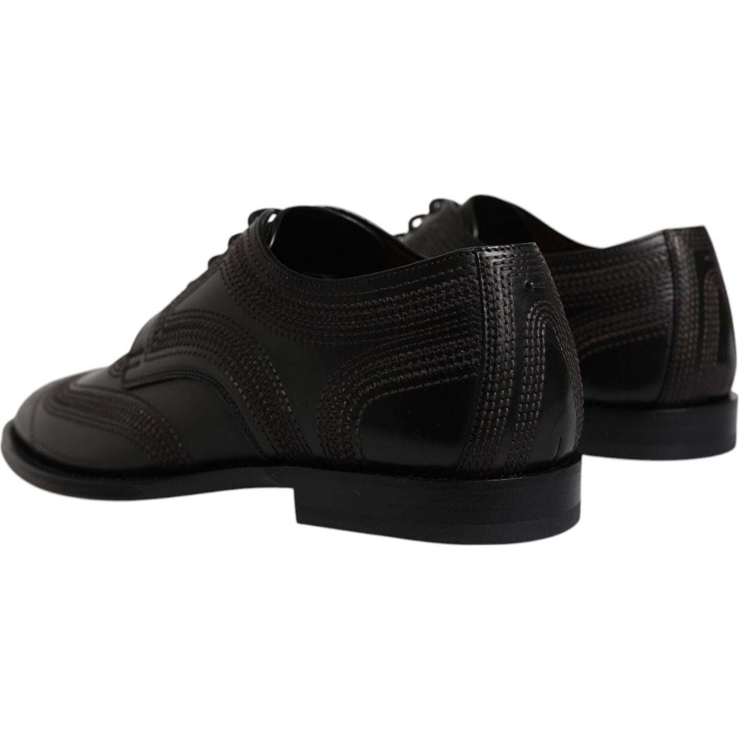 Dolce & Gabbana Black Embroidered Classic Leather Derby Dress Shoes MV7176-40