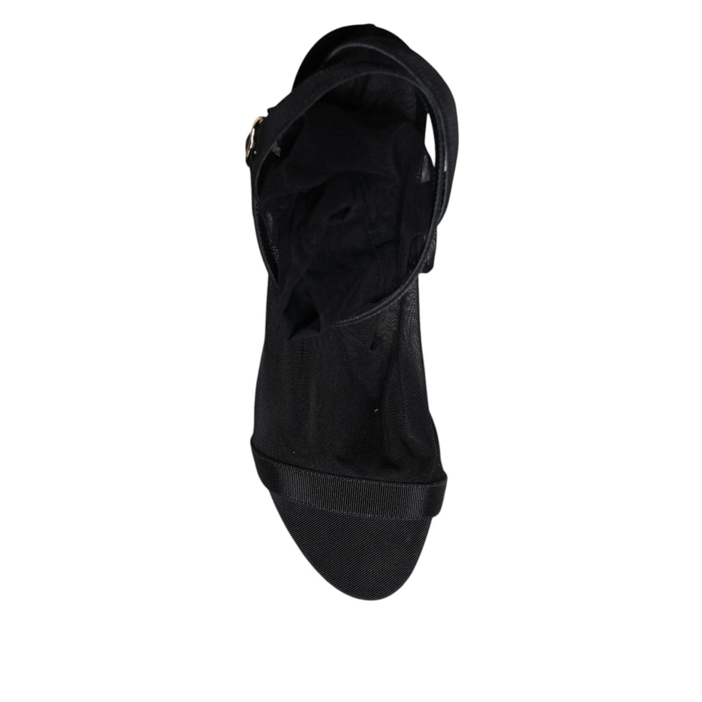 Dolce & Gabbana Black Tulle Stretch Heels Sandals Shoes
