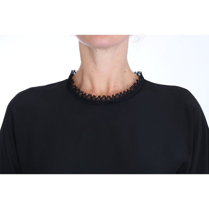Dolce & Gabbana Black Silk Lace Top Blouse T-Shirt