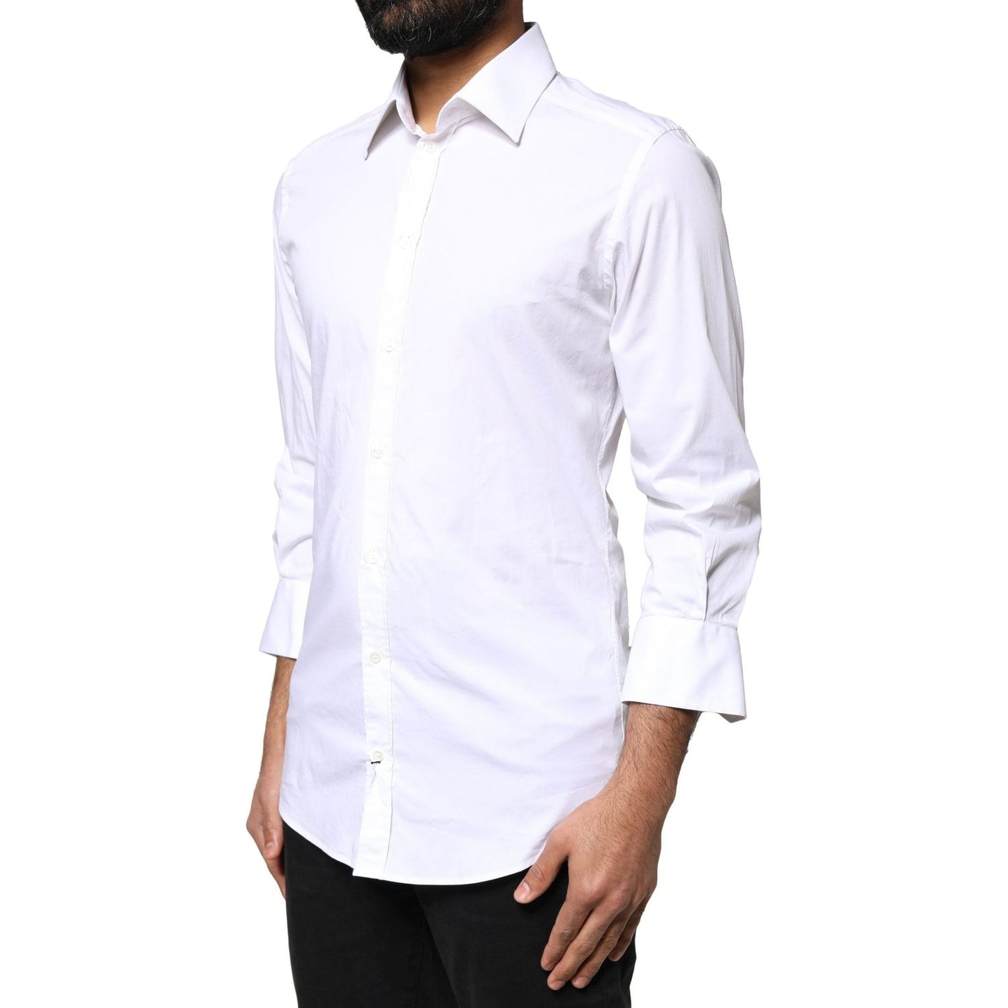 Dolce & Gabbana White GOLD Cotton Long Sleeves Men Dress Shirt TSH5949-38