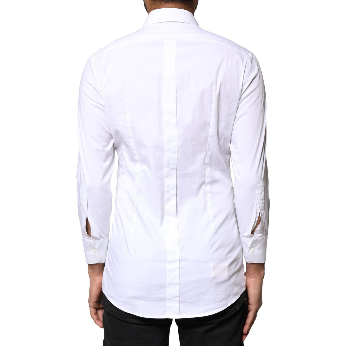 Dolce & Gabbana White GOLD Cotton Long Sleeves Men Dress Shirt TSH5949-38