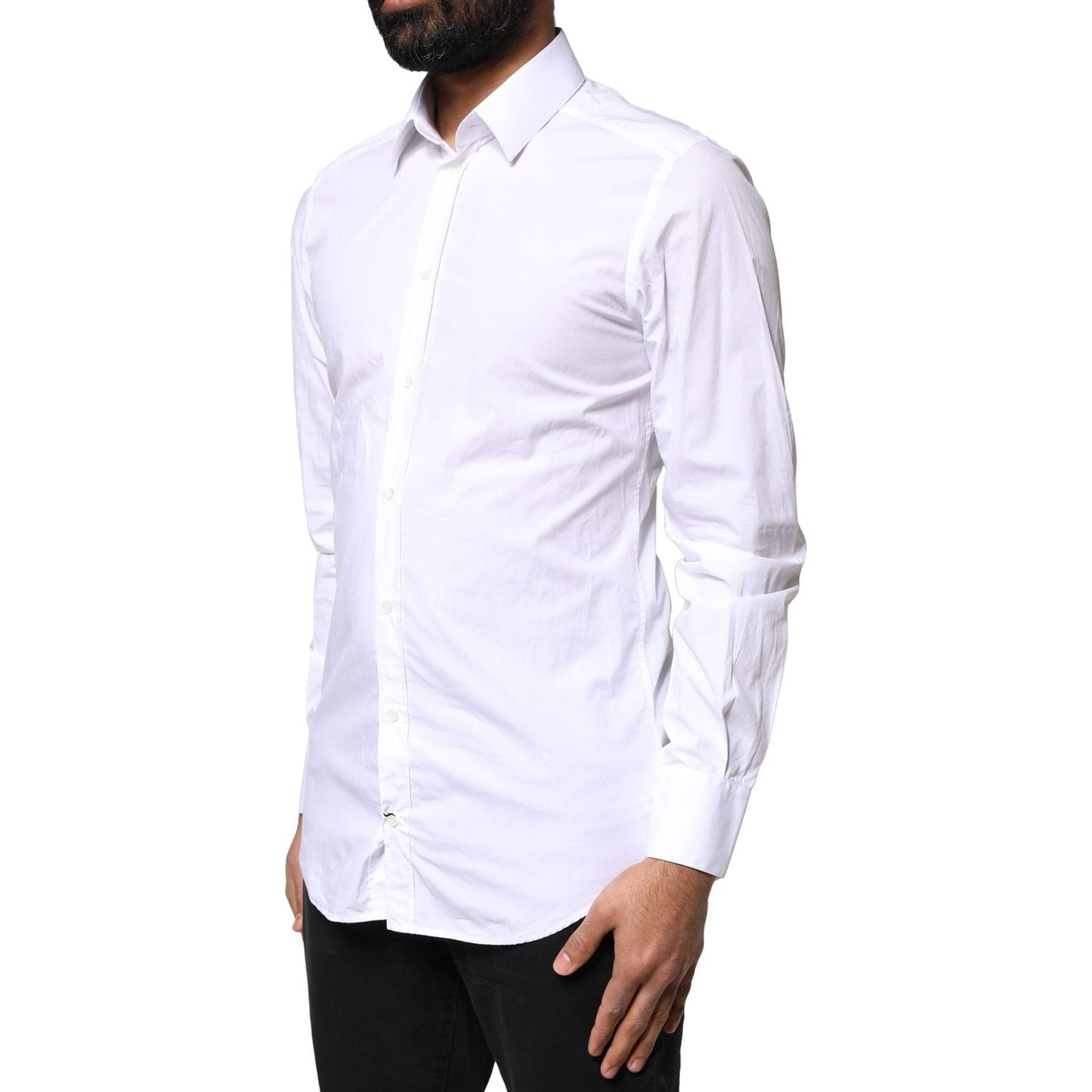 Dolce & Gabbana White GOLD Cotton Long Sleeves Men Dress Shirt TSH6297-38