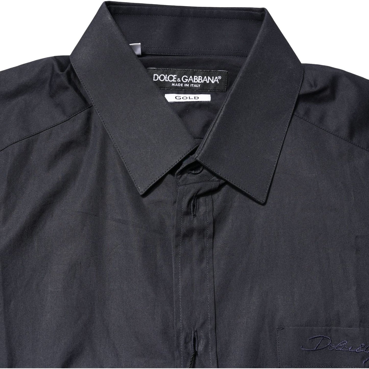 Dolce & Gabbana Dark Blue GOLD Cotton Long Sleeves Dress Shirt TSH83640-38