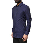 Dolce & Gabbana Blue Check Tartan GOLD Formal Dress Shirt TSH83873-37