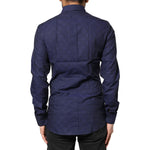 Dolce & Gabbana Blue Check Tartan GOLD Formal Dress Shirt TSH83873-37
