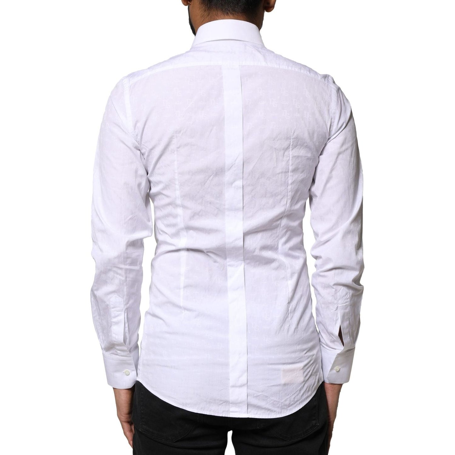 Dolce & Gabbana White GOLD Cotton Long Sleeves Dress Shirt TSH84109-37