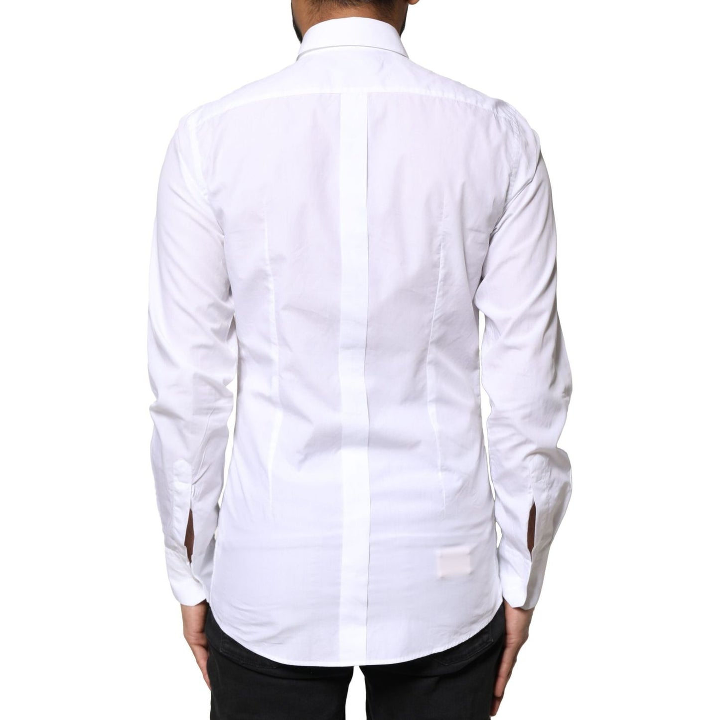 Dolce & Gabbana White Cotton Peacock Feather GOLD Formal Shirt TSH86343-38