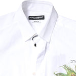 Dolce & Gabbana White Cotton Peacock Feather GOLD Formal Shirt TSH86343-38