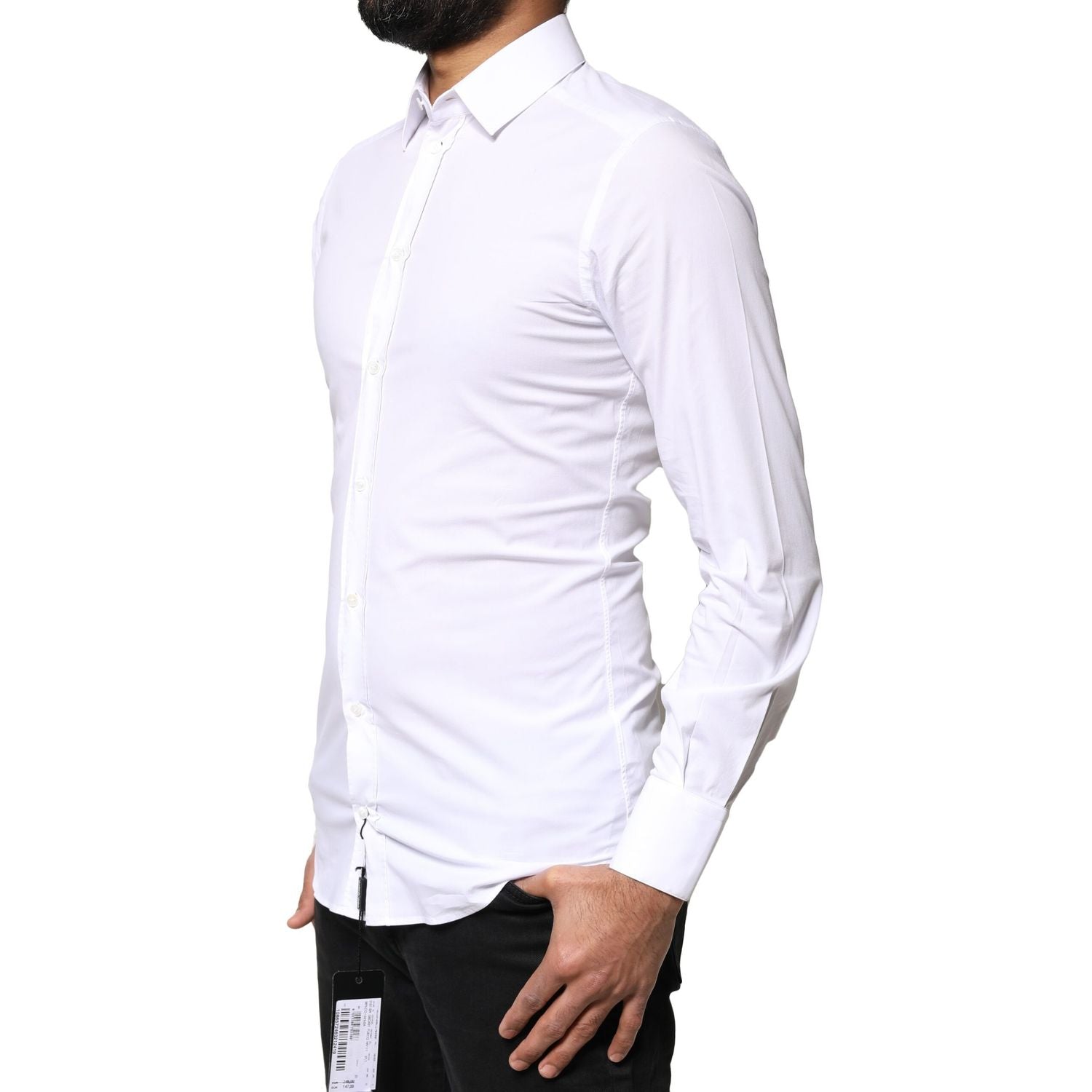 Dolce & Gabbana White GOLD Cotton Long Sleeves Dress Shirt