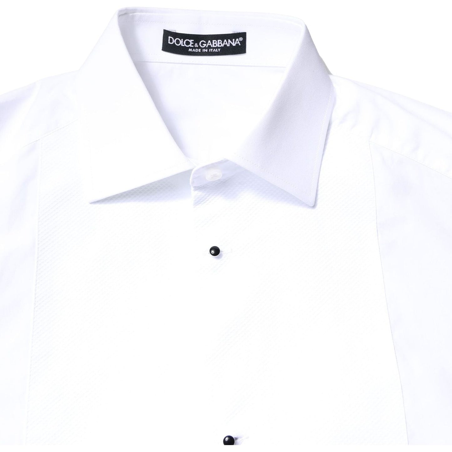 Dolce & Gabbana White Cotton Poplin Bib Formal Dress Shirt TSH86513-40