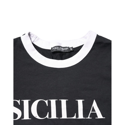 Dolce & Gabbana Black Sicilia Crew Neck Short Sleeve T-shirt