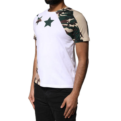 Dolce & Gabbana White Camouflage Stars Crew Neck T-shirt