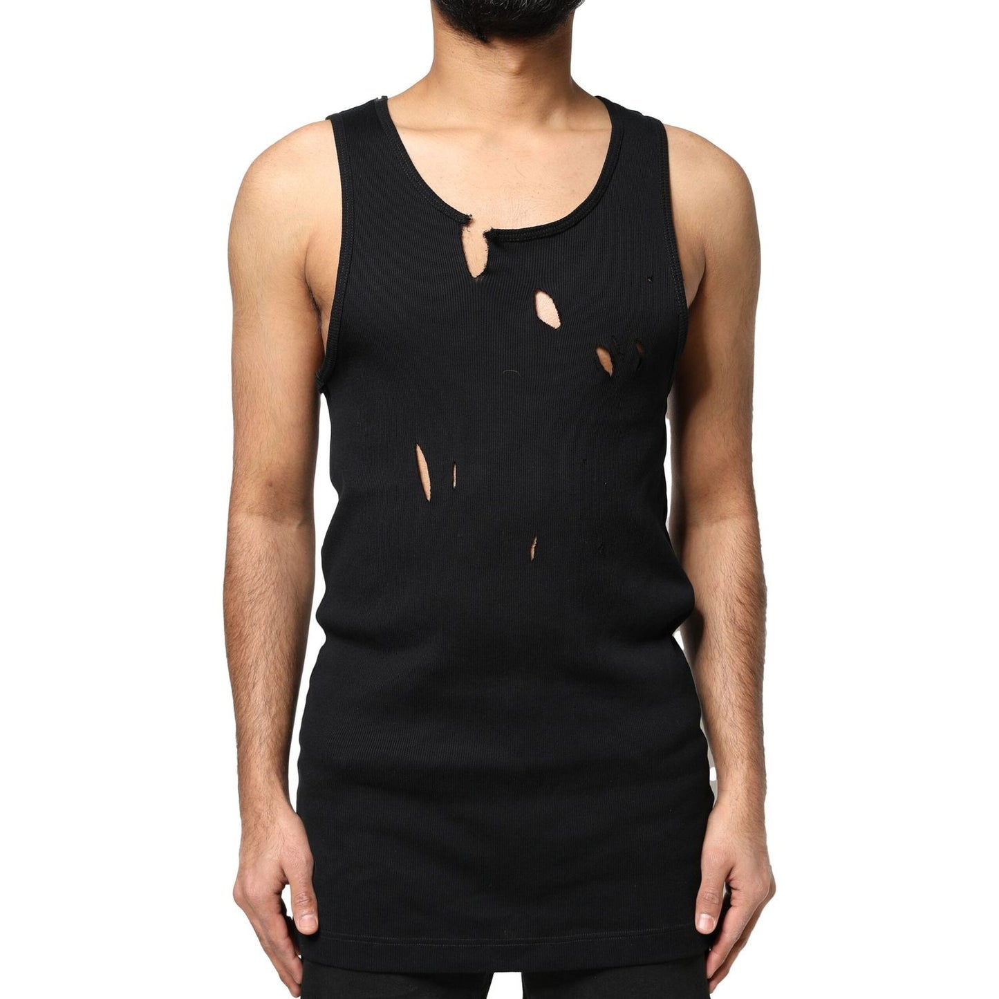 Dolce & Gabbana Black Cotton Rip Style Sleeveless Men Tank T-shirt TSH87451-52