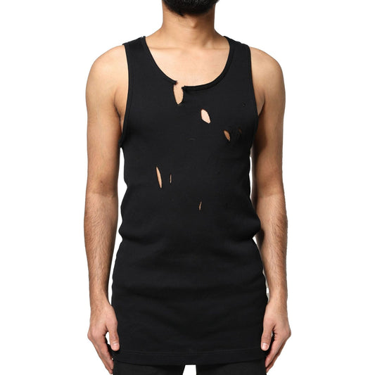 Dolce & Gabbana Black Cotton Rip Style Sleeveless Men Tank T-shirt TSH87451-52