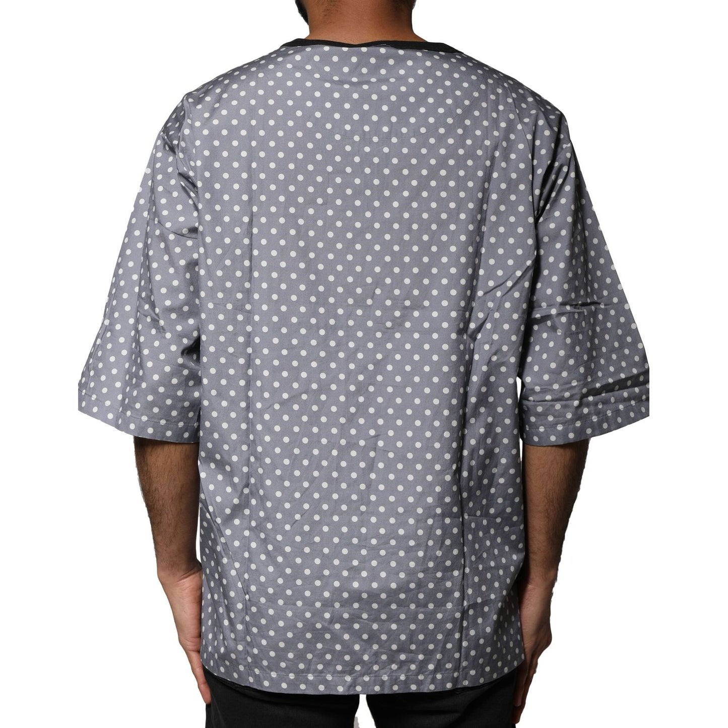 Dolce & Gabbana Gray Polka Dot Pin-Up Print Crew Neck T-shirt TSH87745-48