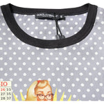 Dolce & Gabbana Gray Polka Dot Pin-Up Print Crew Neck T-shirt TSH87745-48