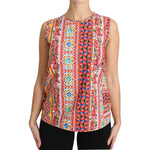Dolce & Gabbana Carretto Print Pure Cotton Tank Top Floral Blouse TSH3138-44