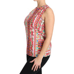Dolce & Gabbana Carretto Print Pure Cotton Tank Top Floral Blouse TSH3138-44