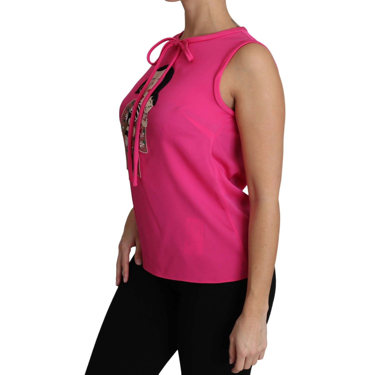 Dolce & Gabbana Pink Family Silk Tank Mama Blouse Top Shirt
