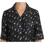 Dolce & Gabbana Black GuitarTrumpet Print Silk Shirt Top TSH3181-42