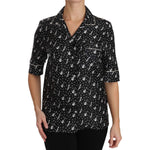 Dolce & Gabbana Black GuitarTrumpet Print Silk Shirt Top TSH3181-42