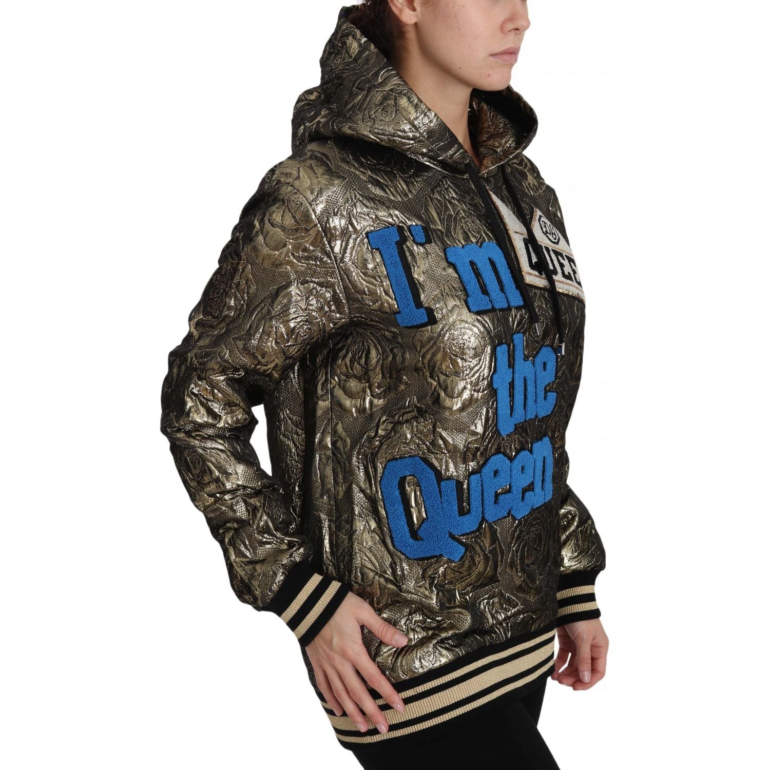 Dolce & Gabbana Im The Queen Jaquard Gold Sweatshirt  Hoodie