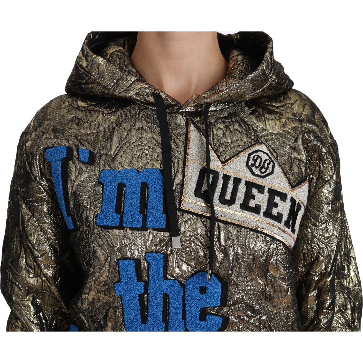 Dolce & Gabbana Im The Queen Jaquard Gold Sweatshirt  Hoodie