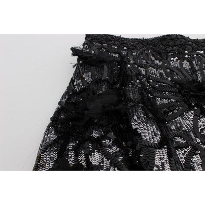 Dolce & Gabbana Black Crystal Sequined Mini Shorts