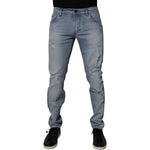Dolce & Gabbana Blue Tattered Cotton Skinny Men Denim Jeans PAN75210-50