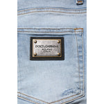 Dolce & Gabbana Blue Tattered Cotton Skinny Men Denim Jeans PAN75210-50