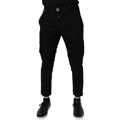 Dolce & Gabbana Black Cotton Stretch Skinny Cargo Denim Jeans