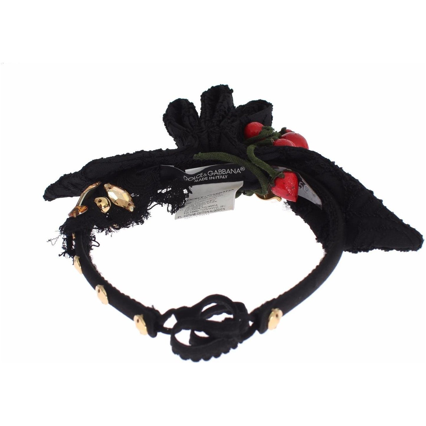 Dolce & Gabbana Diadem Headband Tiara Berry Fruit Crystal Bow Hair SIG19568