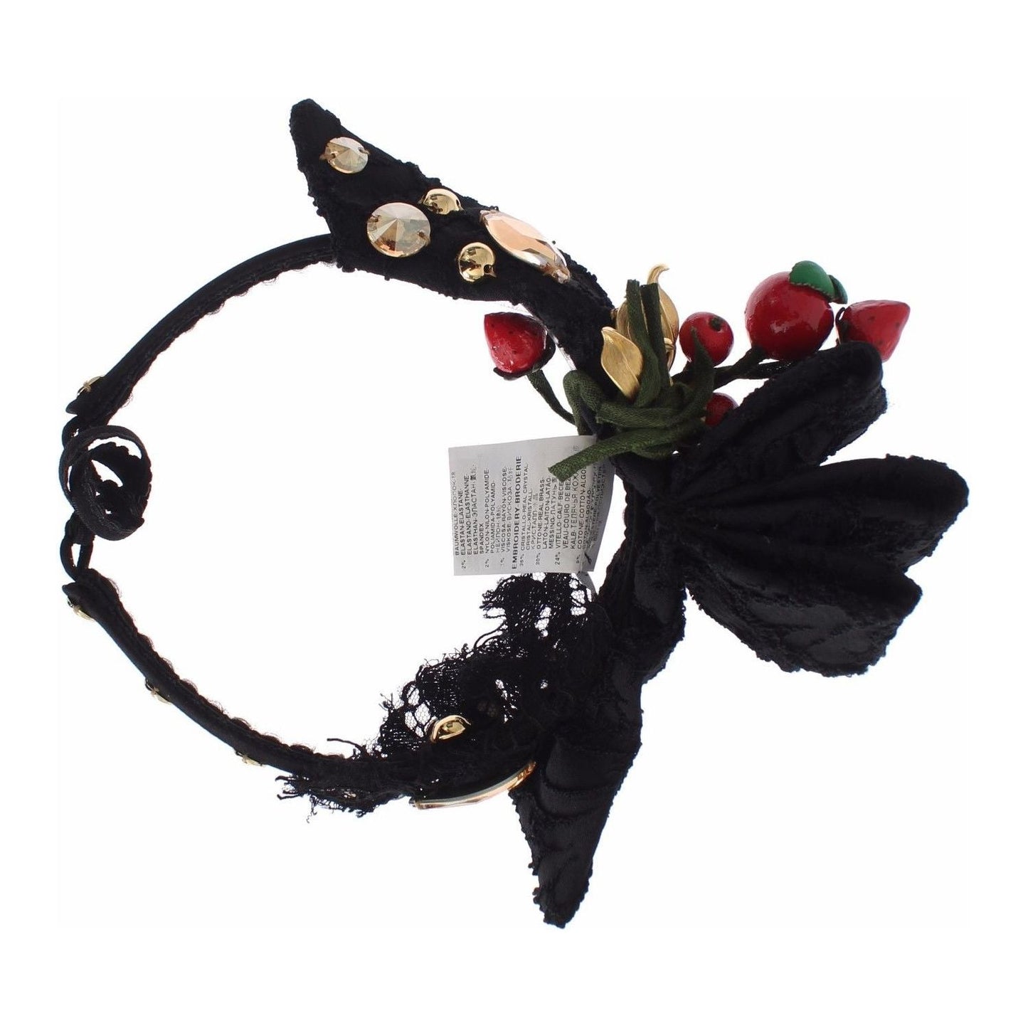 Dolce & Gabbana Diadem Headband Tiara Berry Fruit Crystal Bow Hair SIG19568