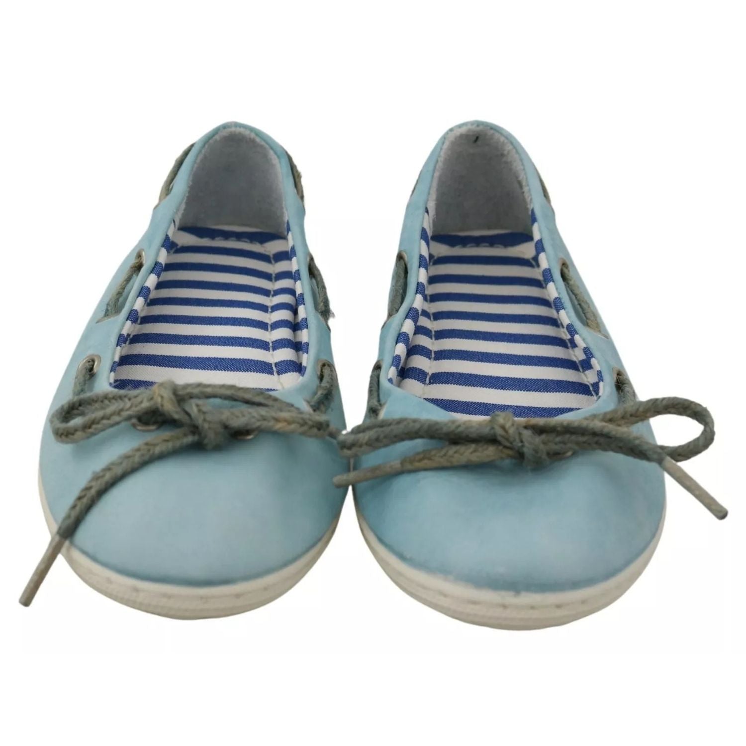 Pantofola D'Oro Sky Blue Suede Lace Bow Loafers Ballet Flat Shoes