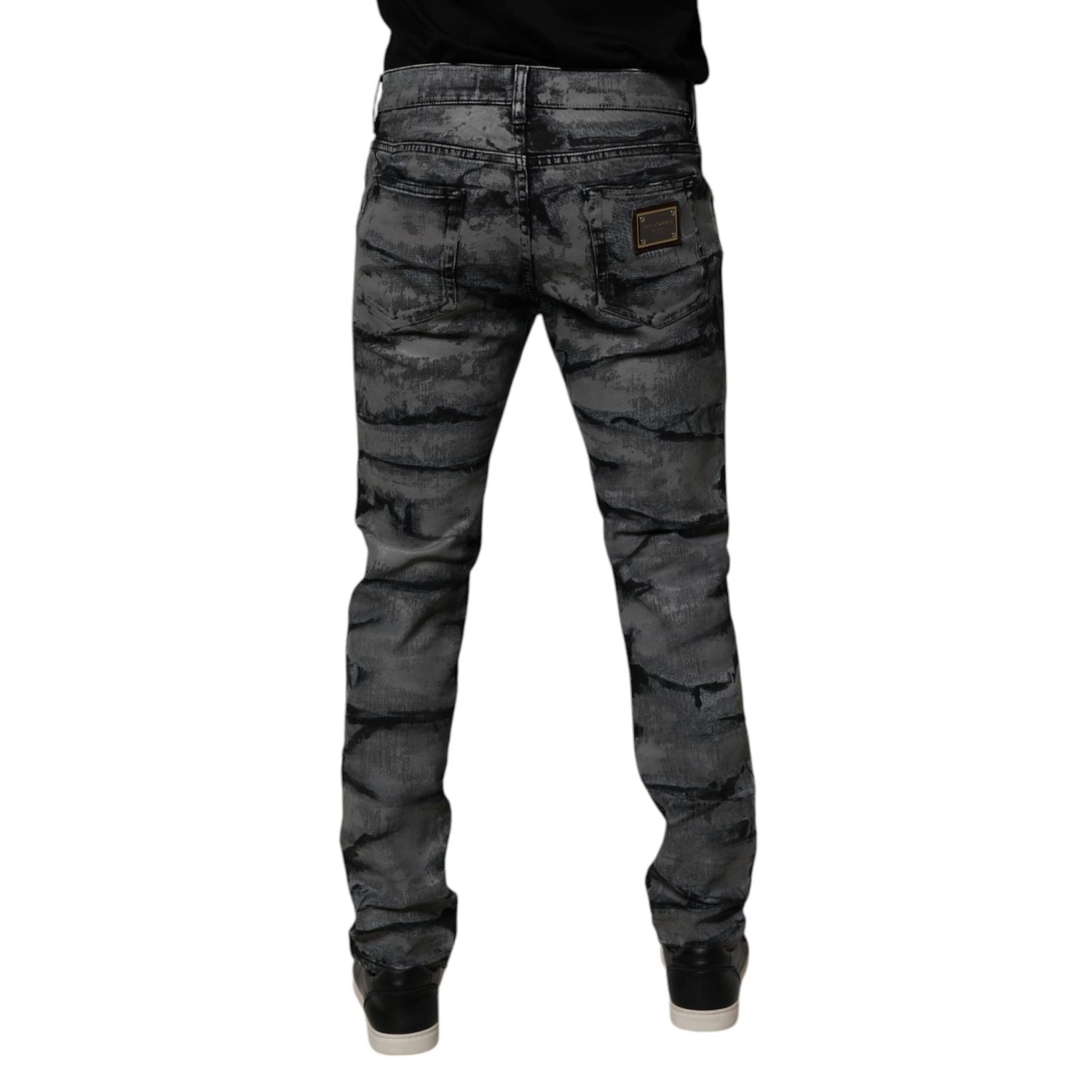 Dolce & Gabbana Gray Tie Dye Cotton Skinny Men Denim Jeans