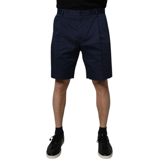 Dolce & Gabbana Dark Blue Cotton Mid Waist Men Bermuda Shorts PAN75750-46
