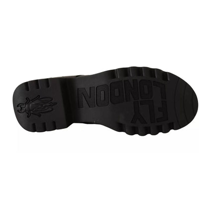 FLY LONDON Black Leather Low Top Lace Up Women Oxford Shoes