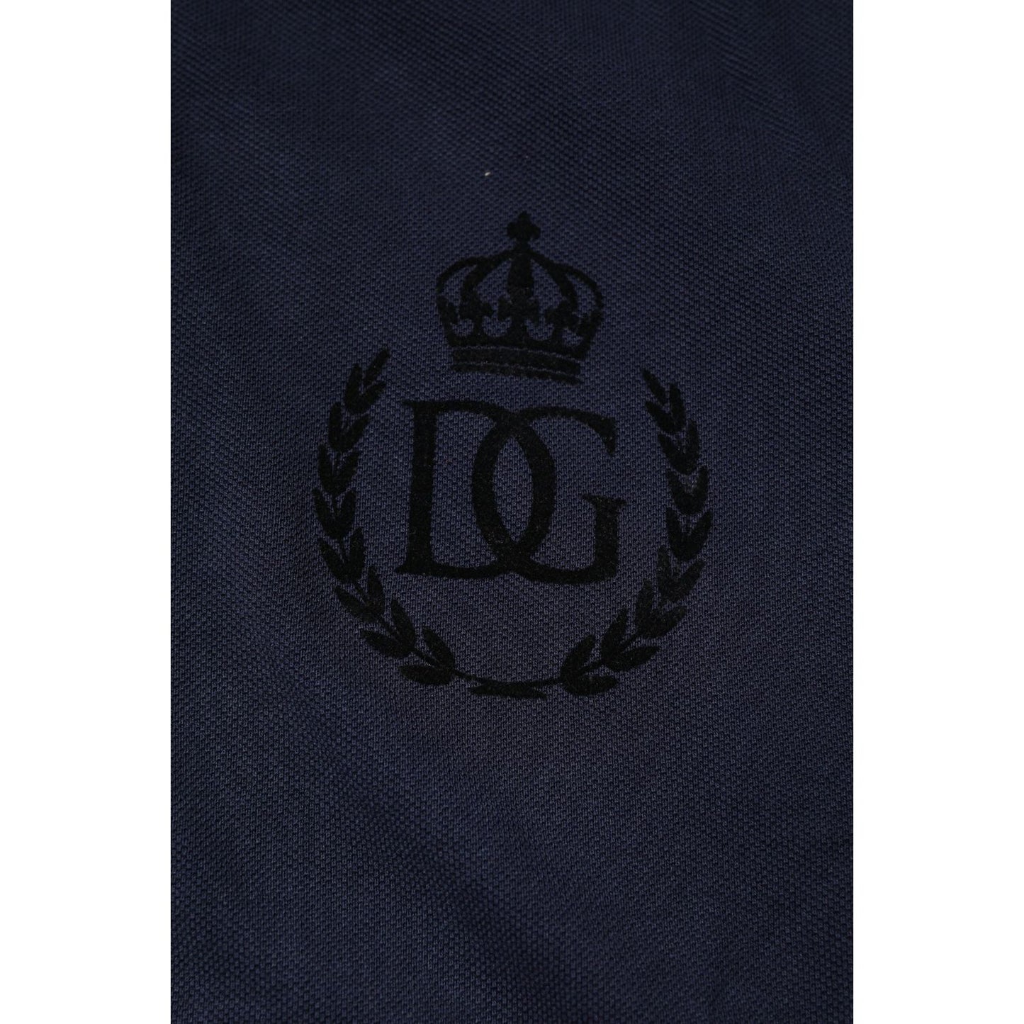 Dolce & Gabbana Dark Blue Cotton Crown Collared Polo T-shirt TSH90014-44