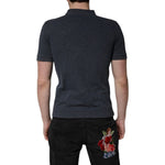 Dolce & Gabbana Dark Blue Logo Plaque Cotton Men Polo Shirt T-shirt TSH90027-44
